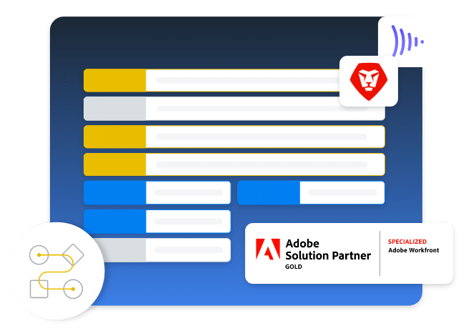 illustrated lists with the adobe solution partner gold logo