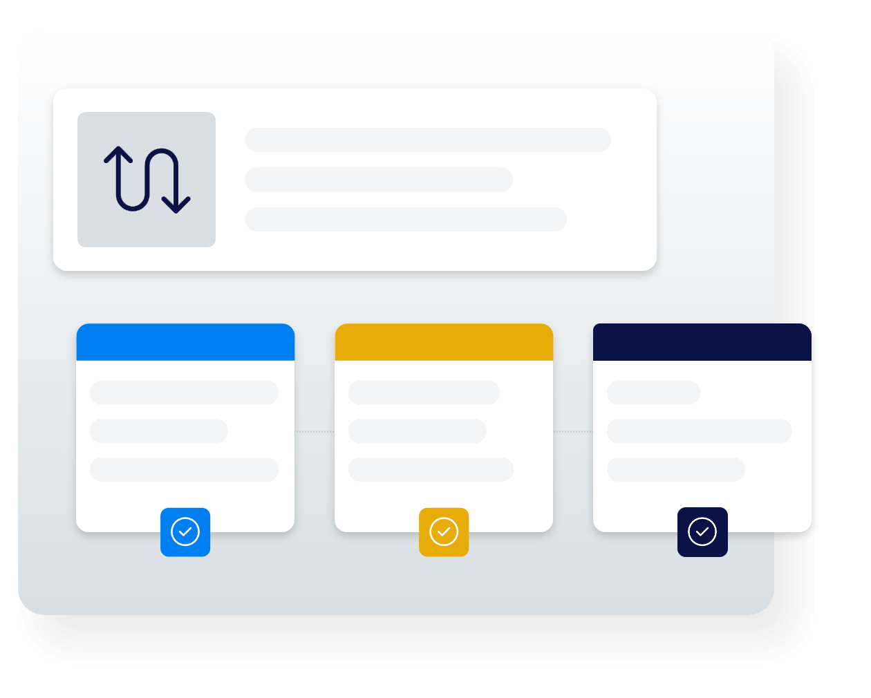 A group of charts with icons