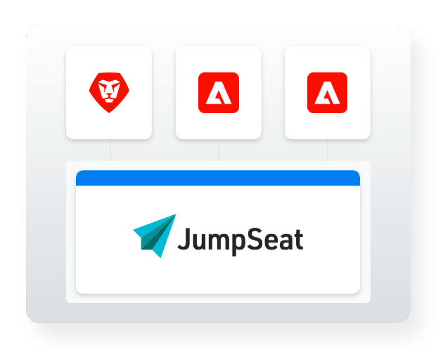 a group of adobe software logos and the JumpSeat logo