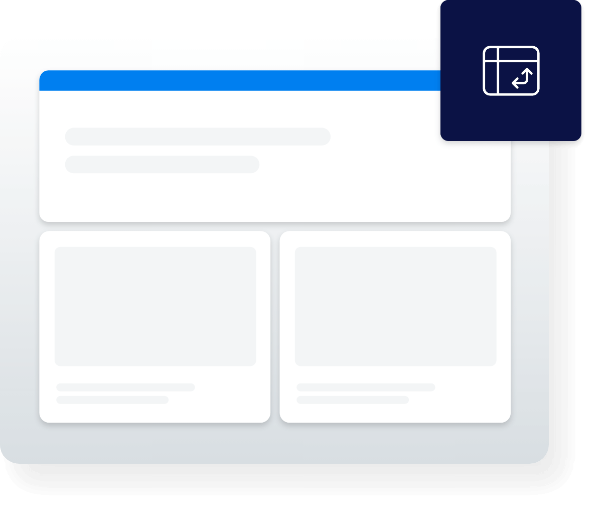 A group of charts with an organization table icon